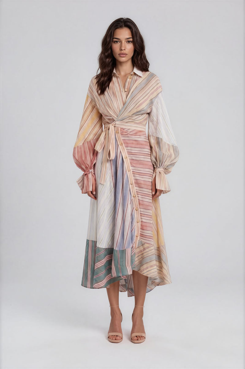 Meadow Stripe Wrap Midi Dress