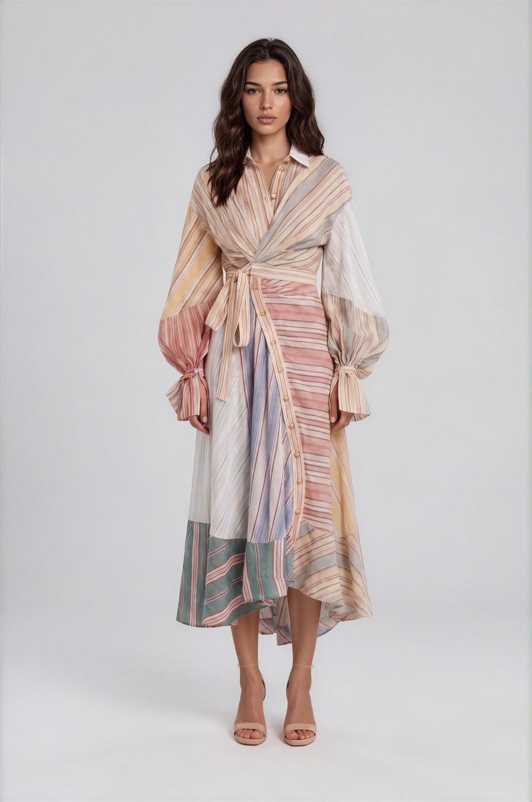Meadow Stripe Wrap Midi Dress
