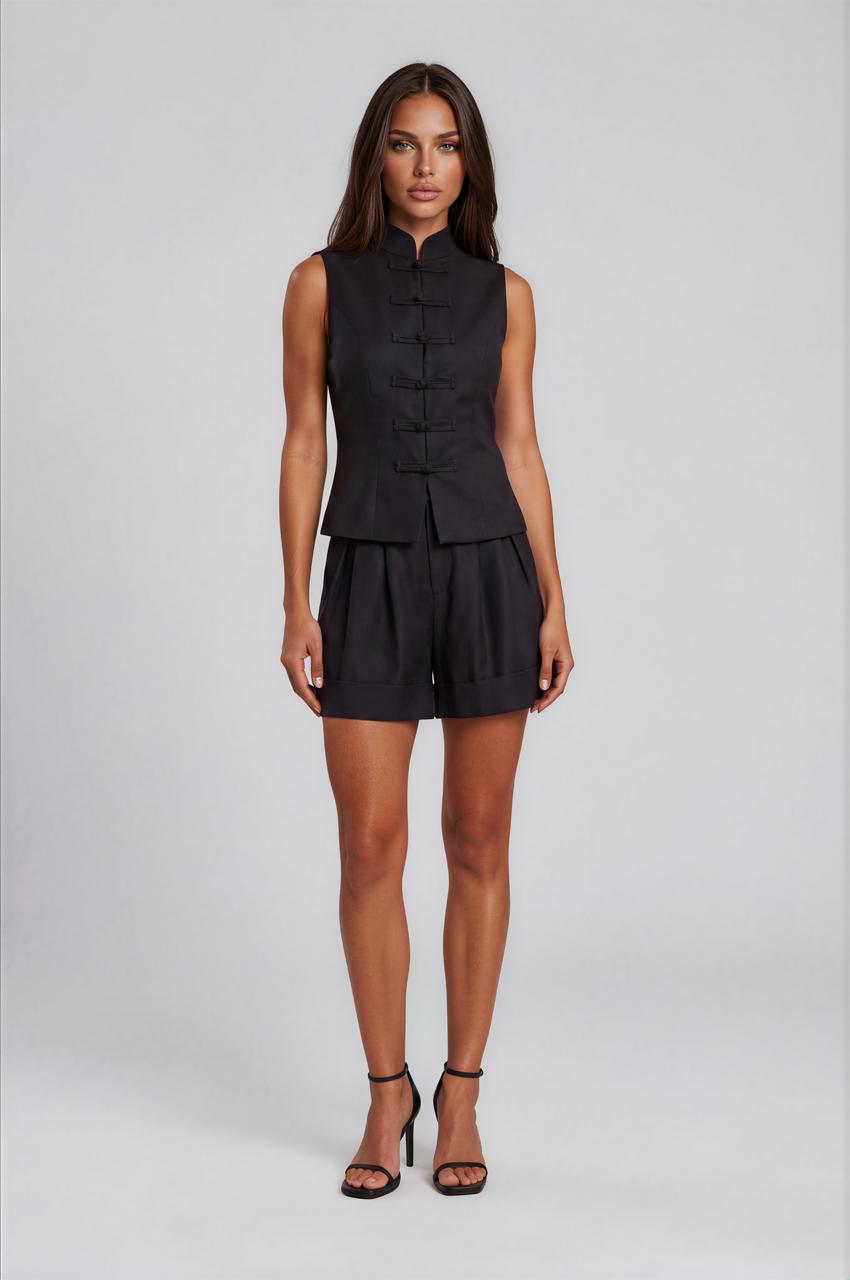 Noir Mandarin Two-Piece Set