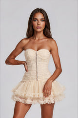 Champagne Tulle Corset Mini Dress