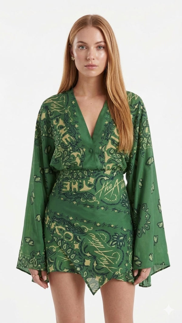 Emerald Bandana Mini Dress