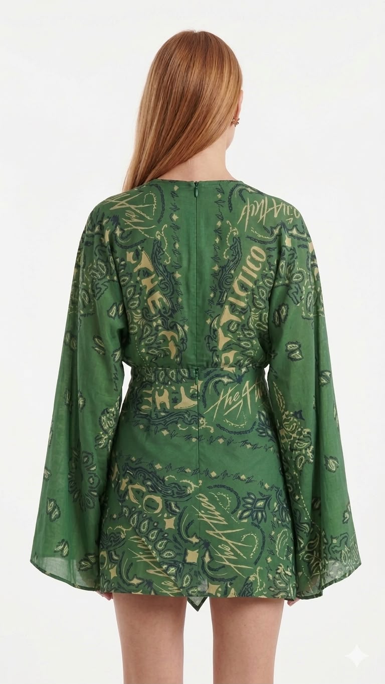 Emerald Bandana Mini Dress